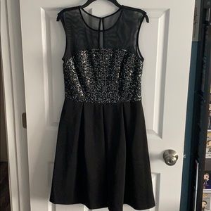 Black Dress: Sheer Top with Sequins